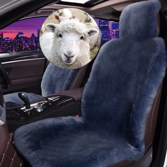 Genuine Sheepskin Universal Front Car Seat‑Cover (1‑Piece), Soft Fuzzy Sheep Skin Cushion for Cars, SUVs, Trucks & RVs