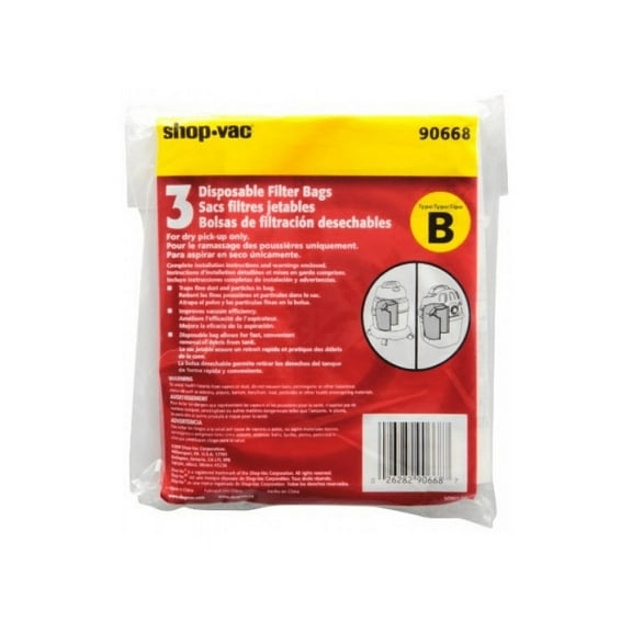 Genuine Shop Vac Style B Vacuum Bags 9066800 All Around Vac 2 to 2.5 Gallons Gal [3 Bags]