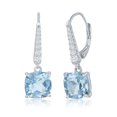 thumbnail image 1 of Genuine Smoky Quartz/Blue Topaz/Amethyst Gemstone Pronged Cushion-Cut with White Topaz Sterling Silver Dangling Earrings Jewelry for Women or Teens, 1 of 4