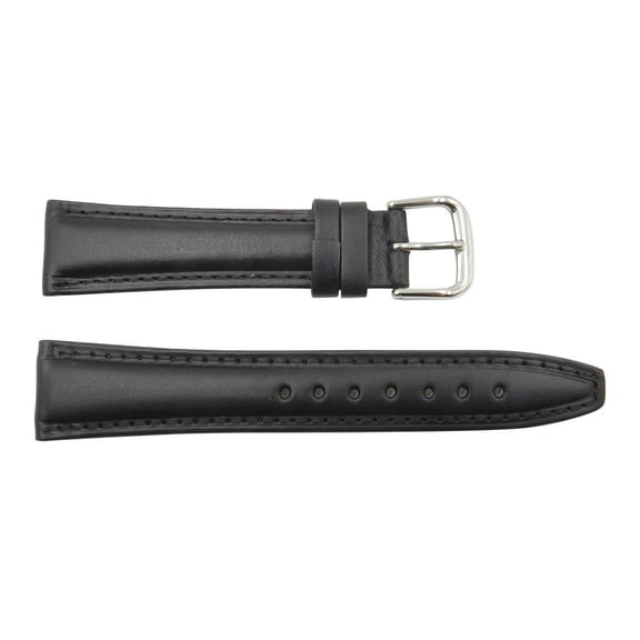 Genuine Smooth Leather Skagen Style Black 18mm Watch Strap