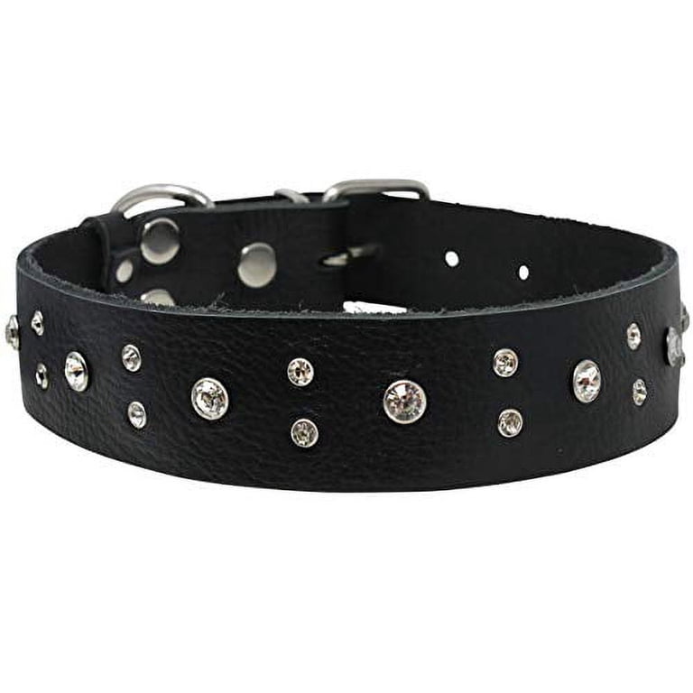 Crystal-Embellished Black Dog Coller Size Med Amazon.com : Rhinestone Dog Collar, Bling Rhinestone PU  main image 3