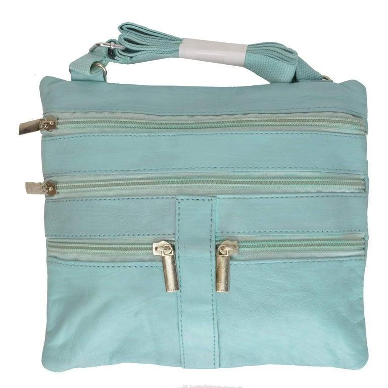 Genuine Soft Leather Cross Body Bag Purse Shoulder Bag 5 Pocket Organizer  Micro Handbag Travel Wallet Many Colors