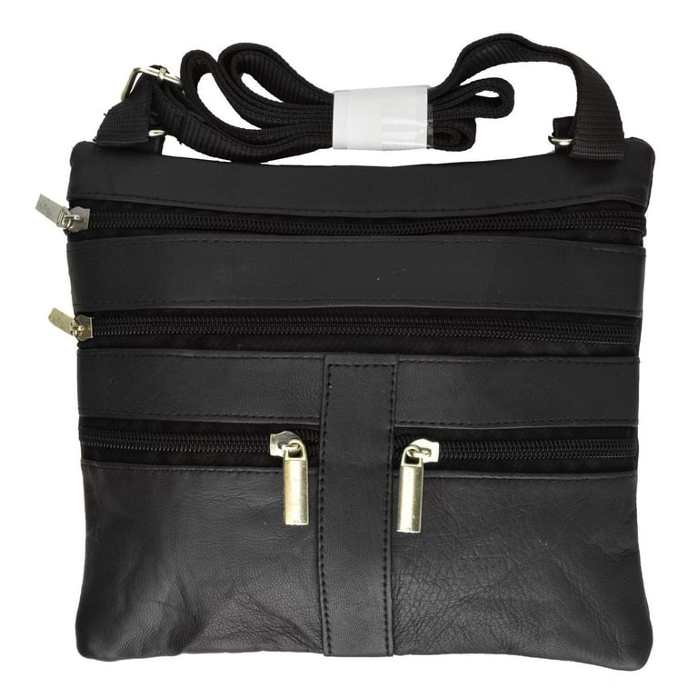 Genuine Soft Leather Cross Body Bag Purse Shoulder Bag 5 Pocket
