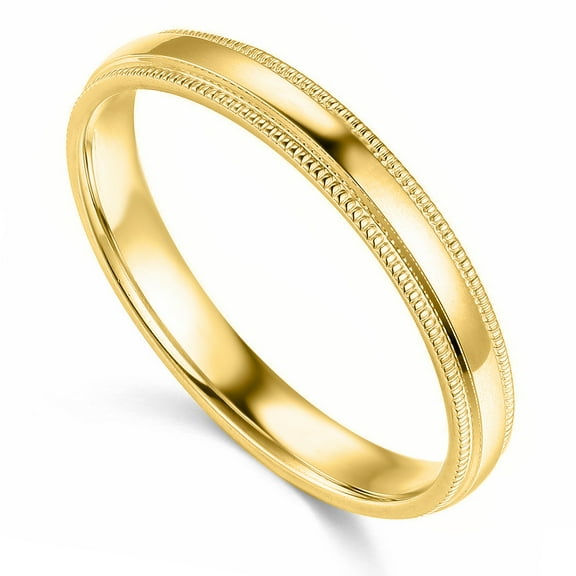 Genuine Solid 14k White or Yellow Gold 3mm Standard-fit Milgrain Wedding Band for Men/Women Sizes 4-12
