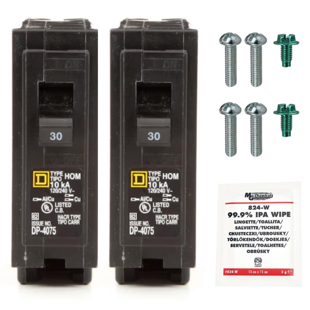 Genuine Square D HOM130 Circuit Breaker Kit Bundle (2 Pack), 30 Amp ...