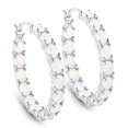 thumbnail image 1 of Genuine Opal Hoop Earrings for Women 2.05 Ct Round White Gemstone October Birthstone Jewelry, 1 of 5