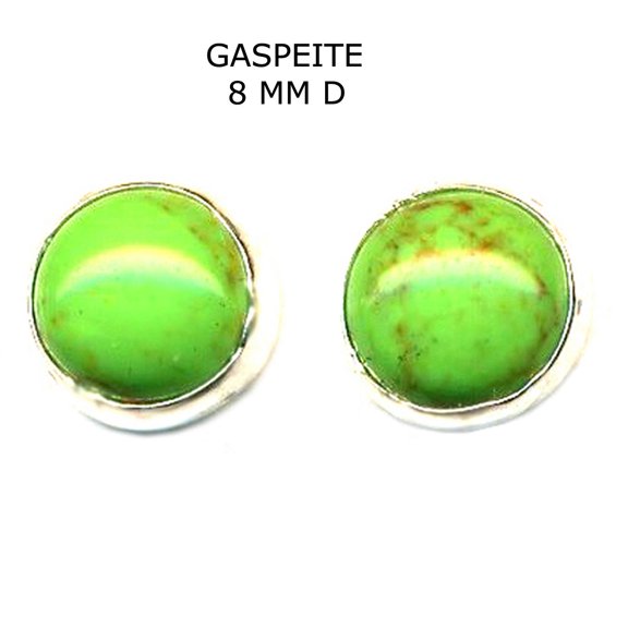 Genuine Stone Sterling Silver 925 Handcrafted Post Round Earrings 6 mm 8 mm