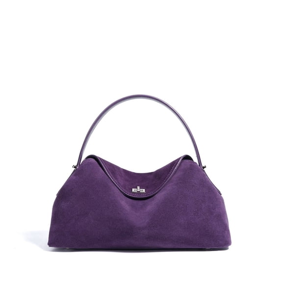 Genuine Leather Flap Bag, Women's Suede Underarm Hobo Shoulder Crossbody Purse