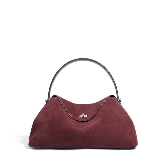 Genuine Leather Flap Bag, Women's Suede Underarm Hobo Shoulder Crossbody Purse