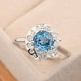 thumbnail image 1 of Genuine Swiss blue topaz ring, sterling silver, round cut 7 mm wedding ring,November birthstone, 1 of 3
