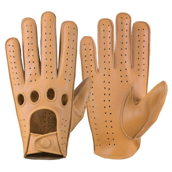 Genuine Tan Leather Driving Gloves for Men