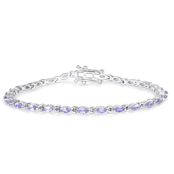 Fine Color Jewels Tanzanite Bracelet for Women, 925 Sterling Silver 3.78 Ct, 7 Inch December Birthstone
