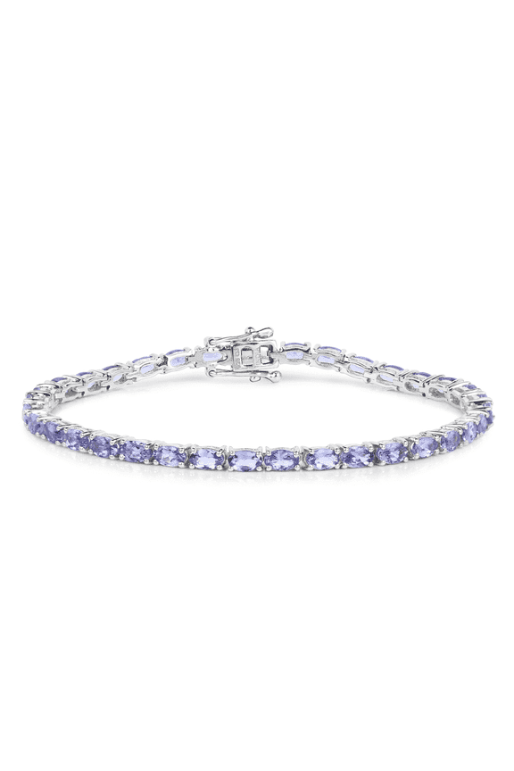 Genuine Tanzanite Bracelet in 925 Sterling Silver 8.75 Carats Oval Shaped Tanzanite Gemstones Lavender Bracelet December Birthstone Lavender Jewelry for Women