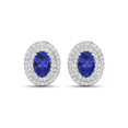 thumbnail image 1 of Fine Color Jewels Tanzanite Halo Earrings for Women 14K White Gold with Diamond Accent, 1 of 6