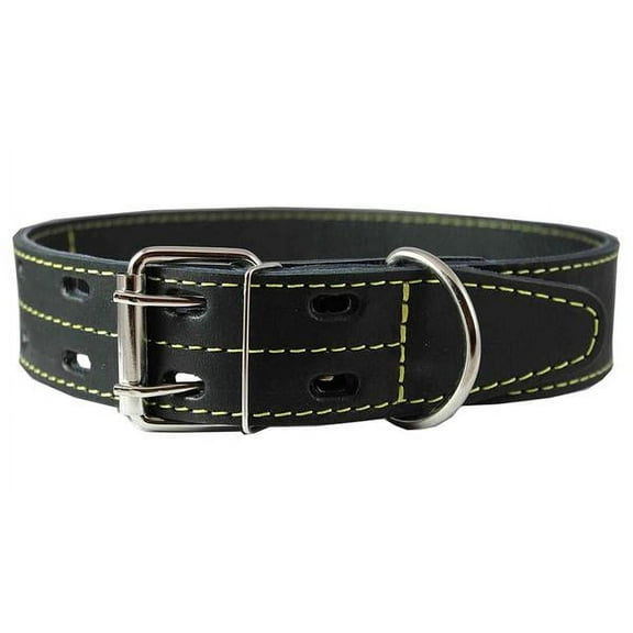 Genuine Thick Leather Dog Collar 20"-27" Neck Size, 1.75" Wide, Black Mastiff, Great Dane