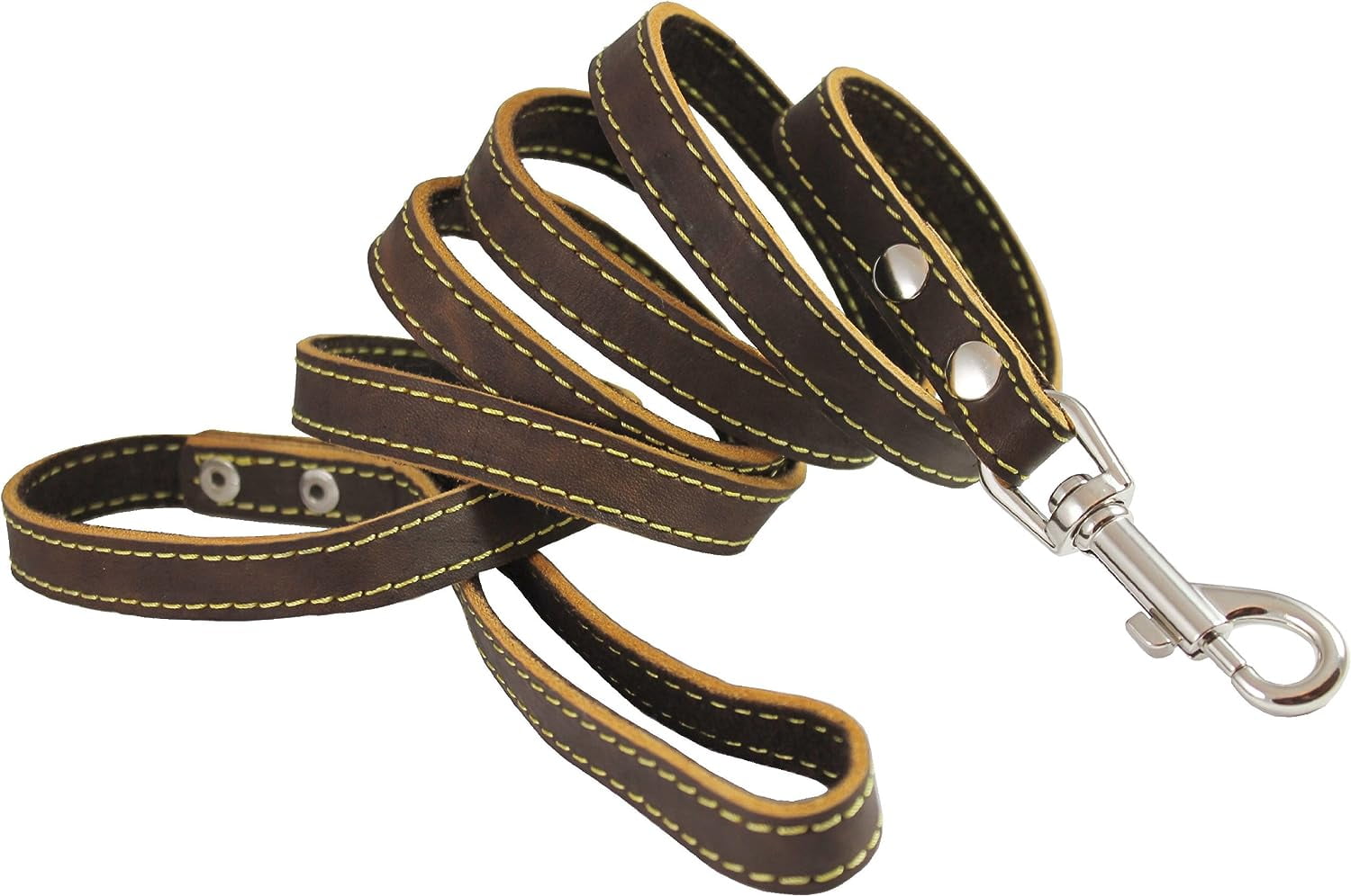 Genuine Thick Leather Dog Leash 5/8" Wide 6 ft, Medium, Large