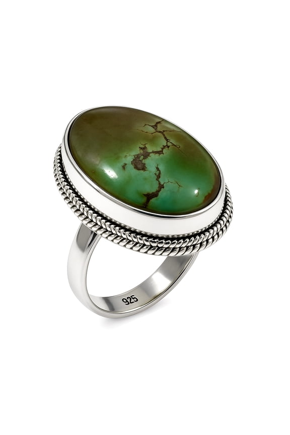 Genuine Tribal Gypsy Unique Fashion Designer Ring for Women Men 925 Sterling Silver Unique Handmade Jewelry Turquoise Gemstone Ring by ARTISANS UK Ring Size N 1/2