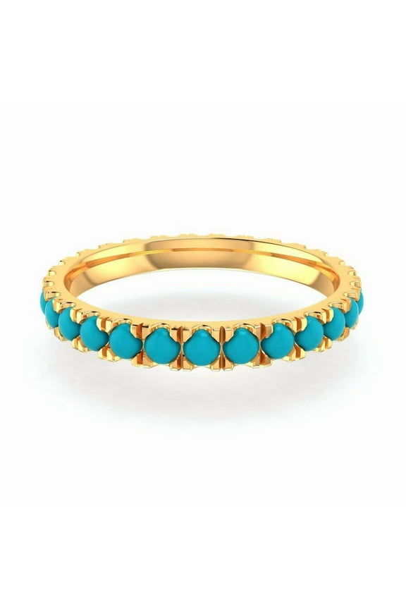 Genuine Turquoise Eternity Ring Turquoise Ring, Turquoise Jewelry, Stacking Ring 925 Silver Band, Everyday Ring Gift for Her turquoise ring