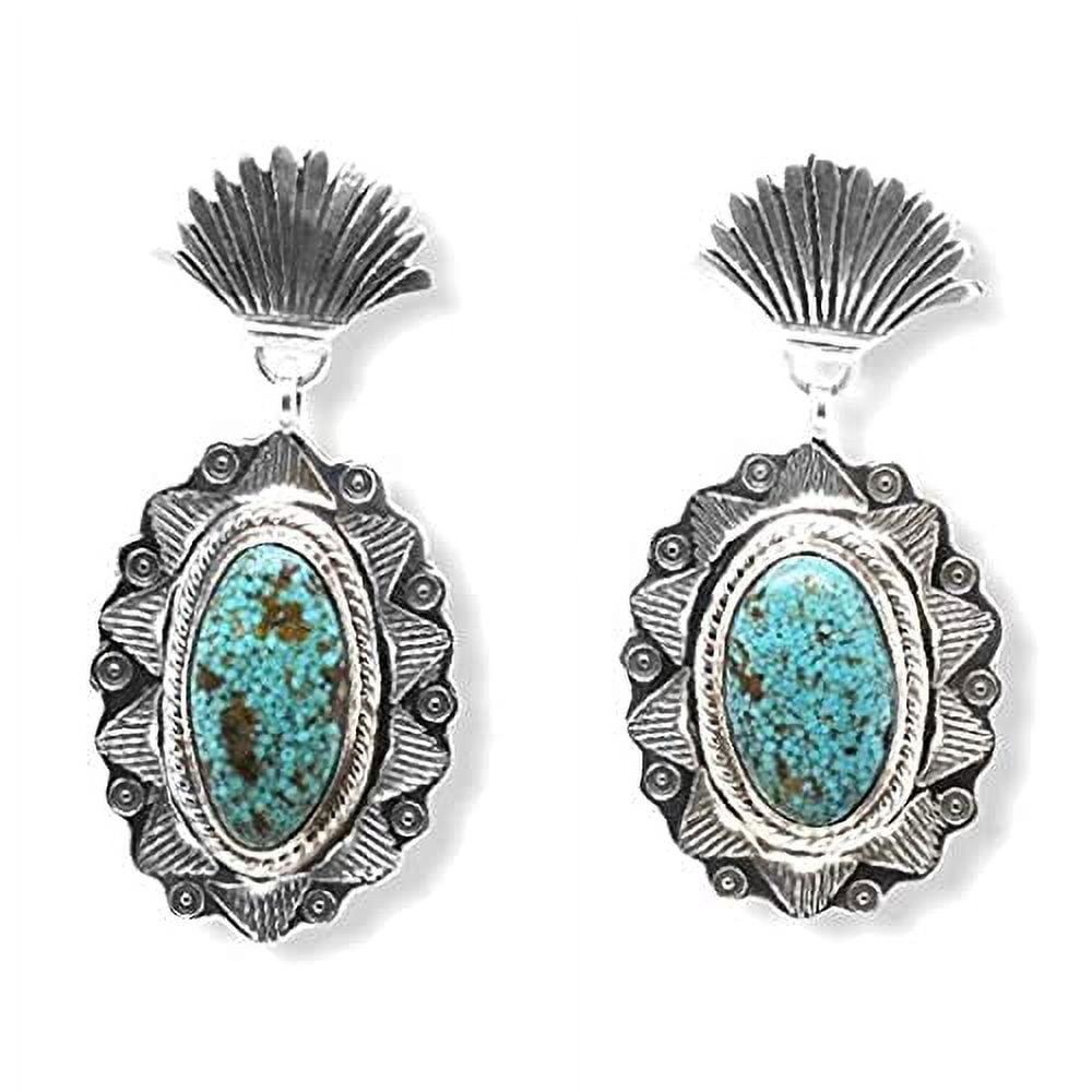 Genuine turquoise earrings sterling silver cheap