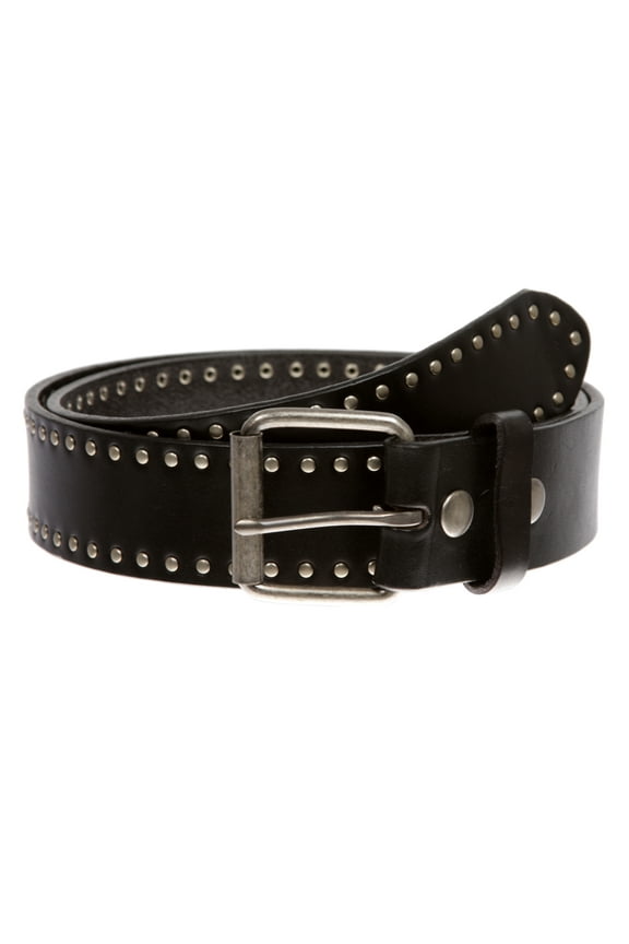 Genuine Vintage Retro Circle Studded Leather Belt - Interchangeable buckle