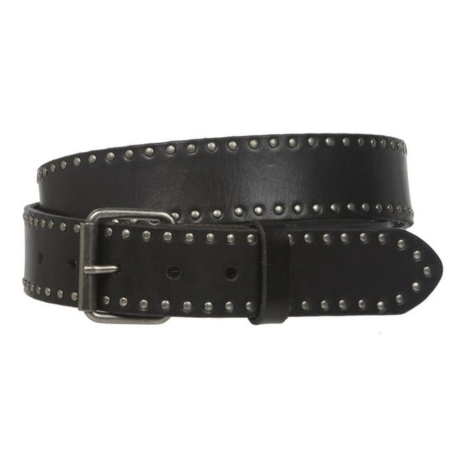 Genuine Vintage Retro Circle Studded Leather Belt - Interchangeable buckle
