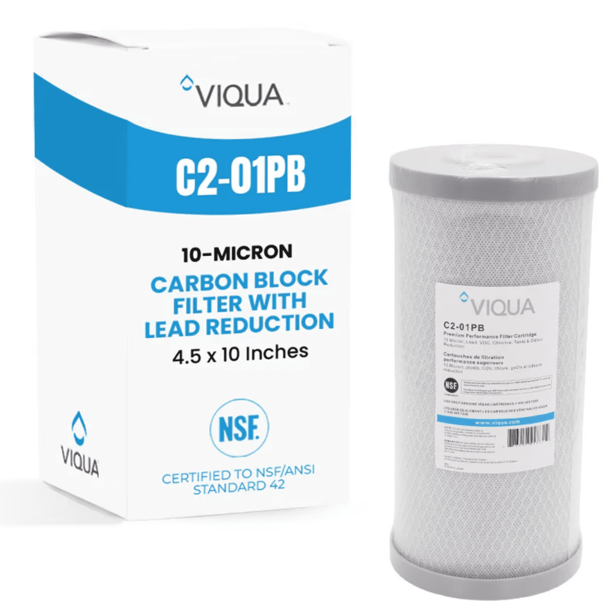 Viqua C2-01PB Carbon Block Replacement Water Filter, 10-Micron, 4.5 x 10 In