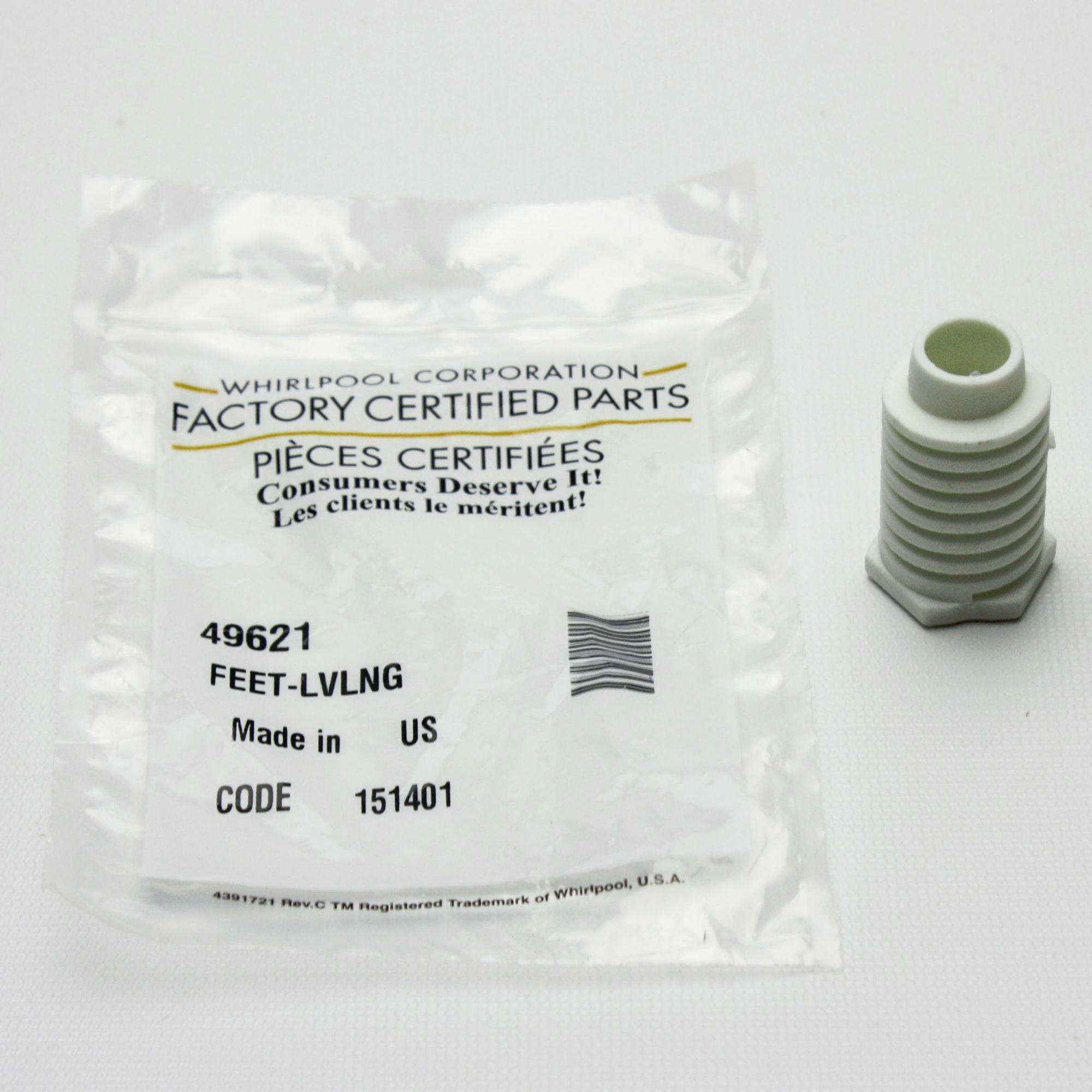 Genuine Whirlpool 10 In. Feet Leveling 49621