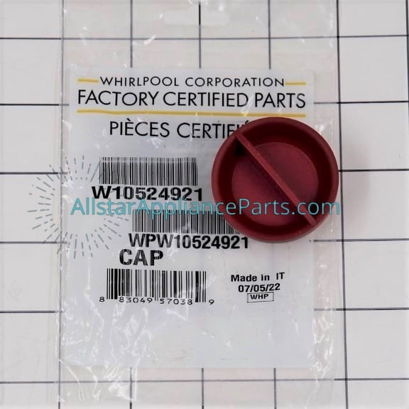 Genuine Whirlpool WPW10524921 Rinse Aid Dispenser Cap