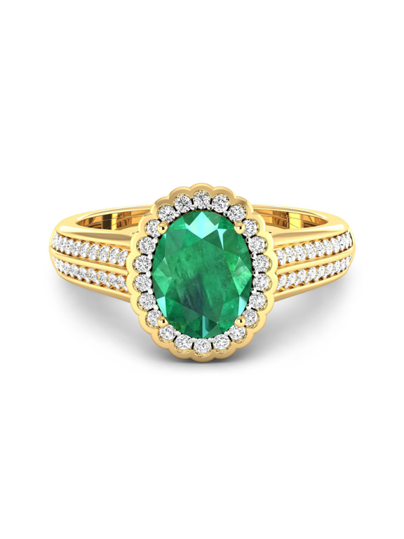 Genuine Zambian Emerald and White Diamond Bridge Ring