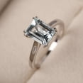 thumbnail image 1 of Genuine aquamarine promise ring, emerald cut 7x9mm, silver March birthstone ring, 1 of 5