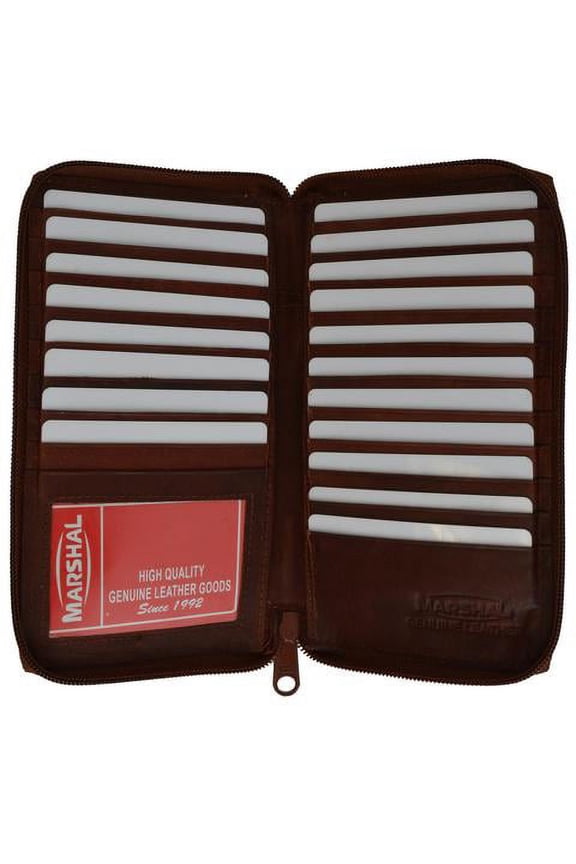 Genuine cowhide leather ziparound Credit Card/ID holder 729 CF