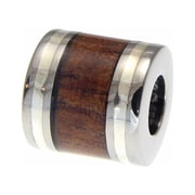 Genuine inlay Hawaiian koa wood barrel titanium pendant 925 sterling silver border small