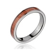 thumbnail image 1 of Genuine inlay pink wood wedding band ring titanium 4mm size 13.5, 1 of 2
