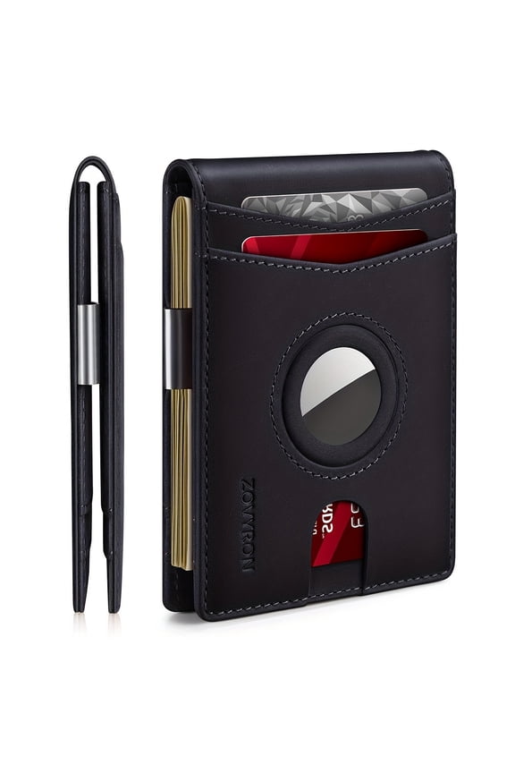 Genuine leather bi-fold wallet for business men,RFID shielded,anti-magnetic and anti-theft,multiple card slots,ID window,cash compartment,elegant gift box packaging.A practical gift for dad (A