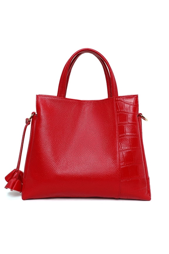 Genuine leather crocodile-patterned women's handbag with detachable shoulder strap, large capacity shopping bag, underarm bag, shoulder bag, wallet, purse