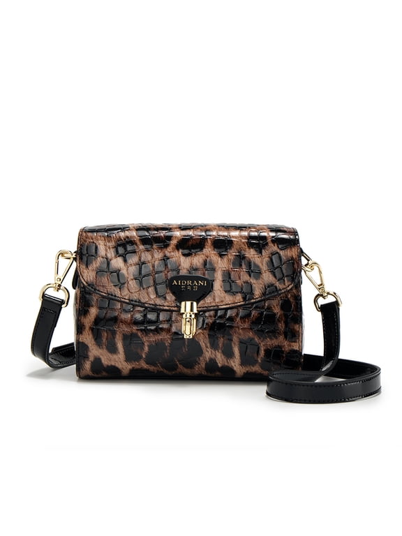 Genuine leather, crocodile print, leopard print, cross-body, shoulder bag, wallet, for women, detachable shoulder strap, mini bag