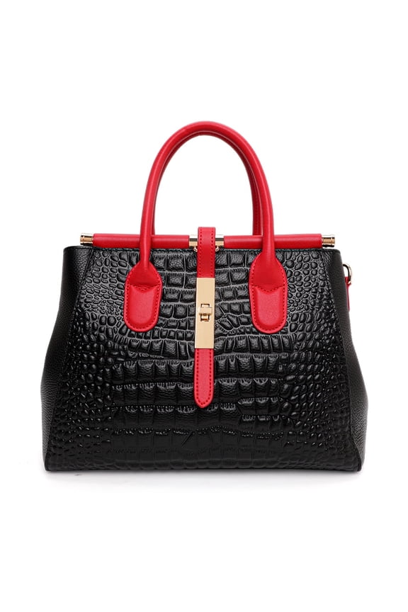Genuine leather crocodile snake-print women's handbag 2025 detachable shoulder strap large capacity single shoulder strap