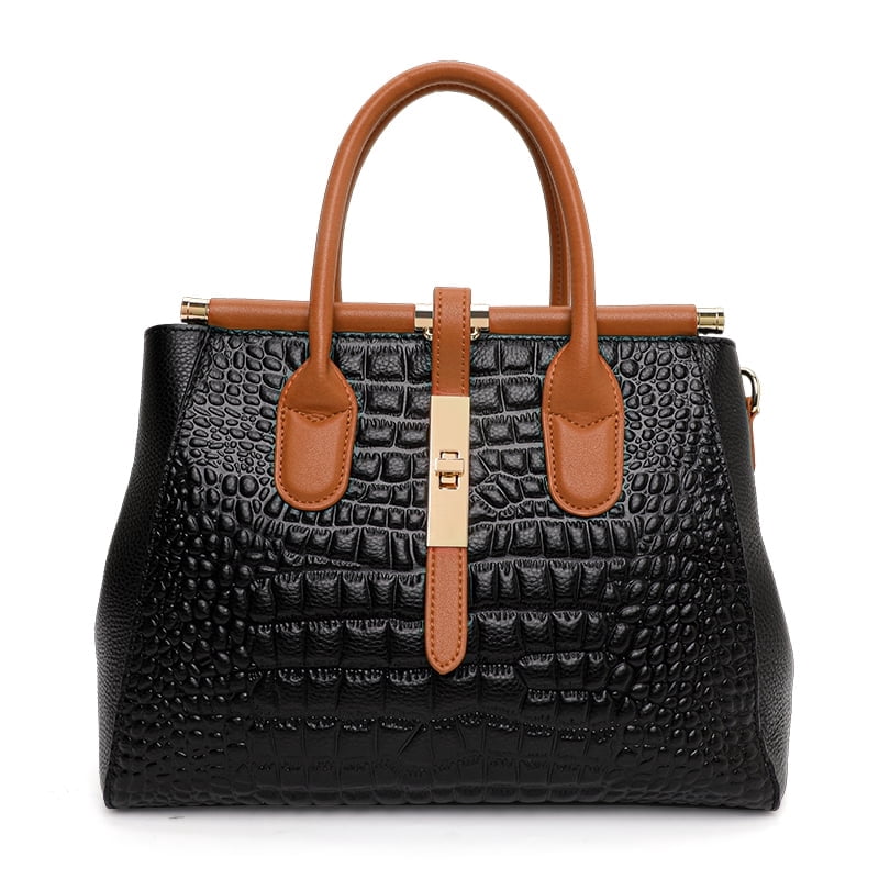 Genuine leather crocodile snake-print women's handbag 2025 detachable shoulder strap large capacity single shoulder strap