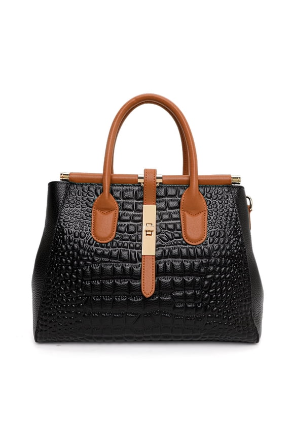 Genuine leather crocodile snake-print women's handbag 2025 detachable shoulder strap large capacity single shoulder strap