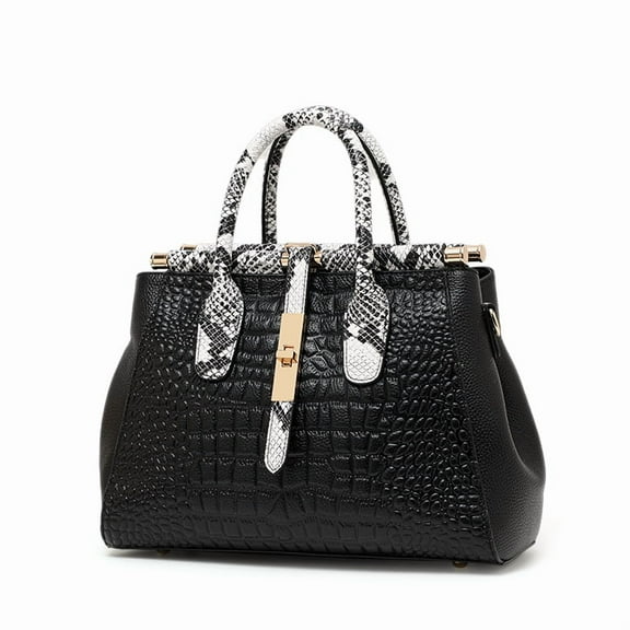Genuine leather crocodile snake-print women's handbag 2025 detachable shoulder strap large capacity single shoulder strap