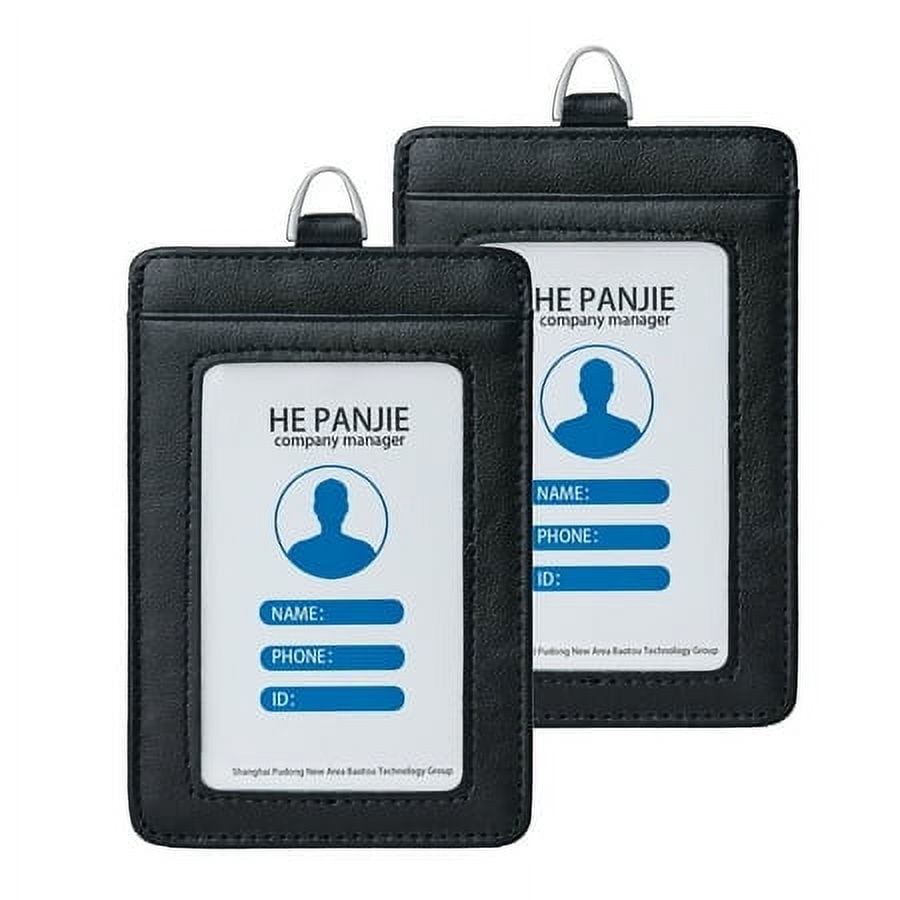 Genuine leather id badge holder with lanyard,soft leather ID Card Holder,Up to 20 colors and leather grains to choose,frommultiple card slots,vertical work name badge case