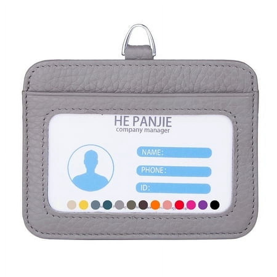 Genuine leather id badge holder with lanyard,soft leather ID Card Holder,Up to 20 colors and leather grains to choose,frommultiple card slots,vertical work name badge case