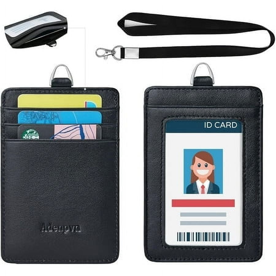Genuine leather id badge holder with lanyard,soft leather ID Card Holder,Up to 20 colors and leather grains to choose,frommultiple card slots,vertical work name badge case