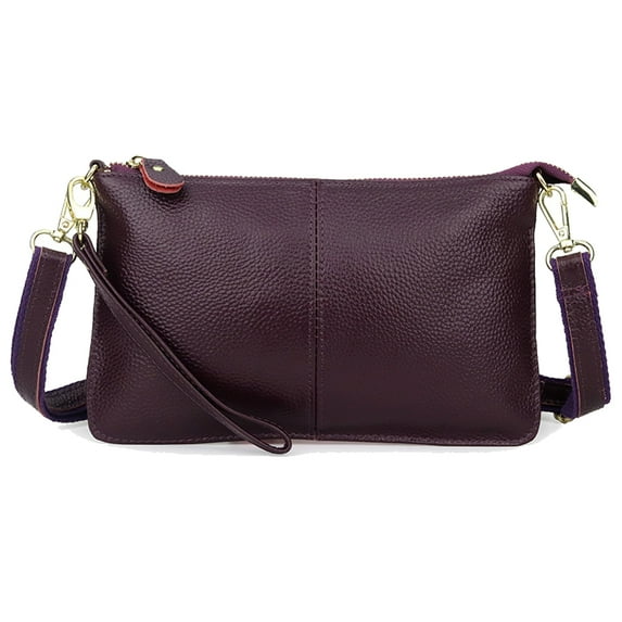 Genuine leather ladies crossbody bag, fashionable and versatile single shoulder bag-Purple