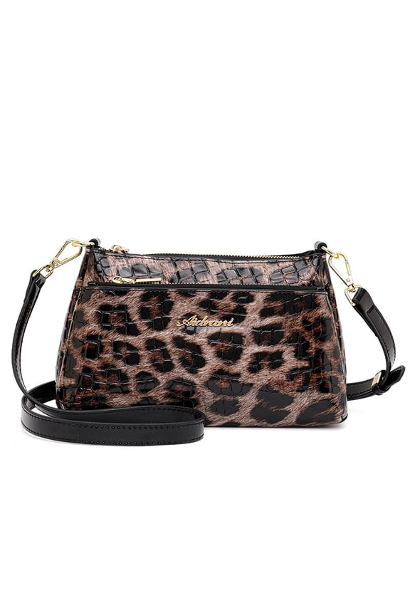 Genuine leather, leopard print, crocodile print, cross-body, shoulder bag for women, wallet, storage bag, detachable shoulder strap, postal bag