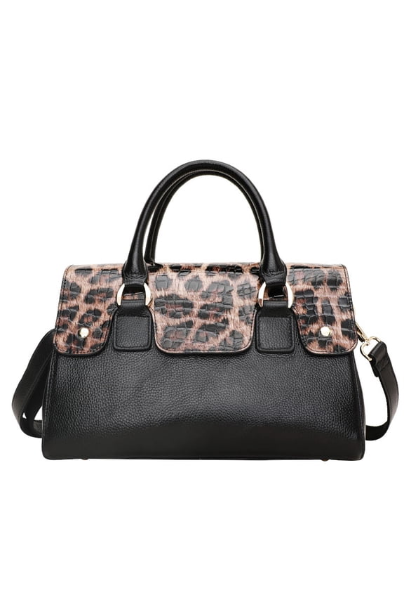Genuine leather, leopard print, crocodile print handbag, large capacity tote bag, detachable shoulder strap, cross-body bag, purse