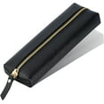 thumbnail image 1 of Genuine leather pen case, Cowhide pencil pouch with zipper, Soft black pen bag for adults., 1 of 6