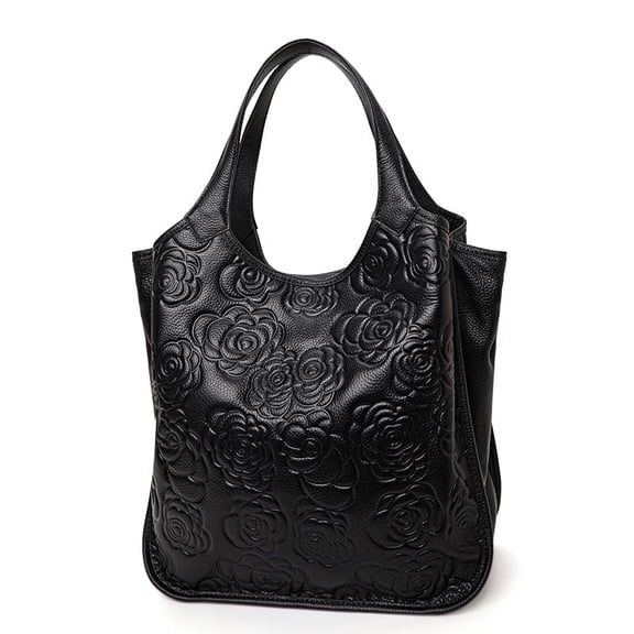Genuine leather, pure color, large capacity, handbag, cross-body shopping bag, women's wallet, storage bag