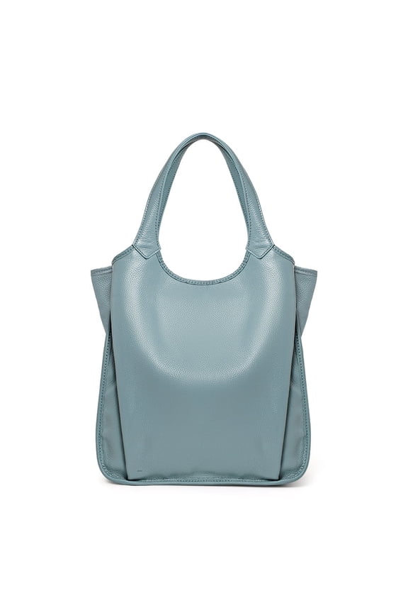 Genuine leather, pure color, large capacity, handbag, cross-body shopping bag, women's wallet, storage bag