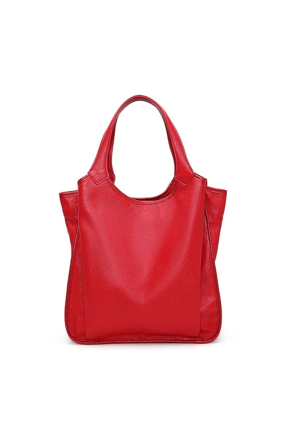 Genuine leather, pure color, large capacity, handbag, cross-body shopping bag, women's wallet, storage bag